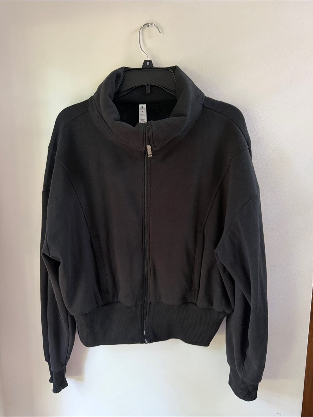 Apana Black Zip-Up Funnel Neck Sweatshirt